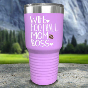 Wife Football Mom Boss Color Printed Tumblers Tumbler Nocturnal Coatings 30oz Tumbler Lavender 