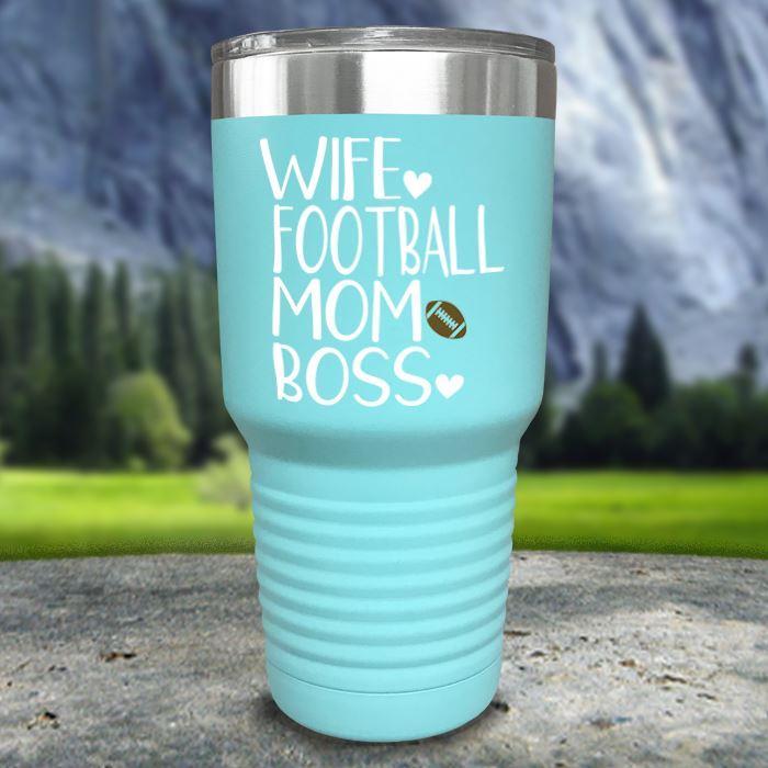 Wife Football Mom Boss Color Printed Tumblers Tumbler Nocturnal Coatings 30oz Tumbler Mint 