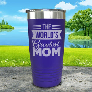 World's Greatest Mom Engraved Tumbler Tumbler ZLAZER 20oz Tumbler Royal Purple 