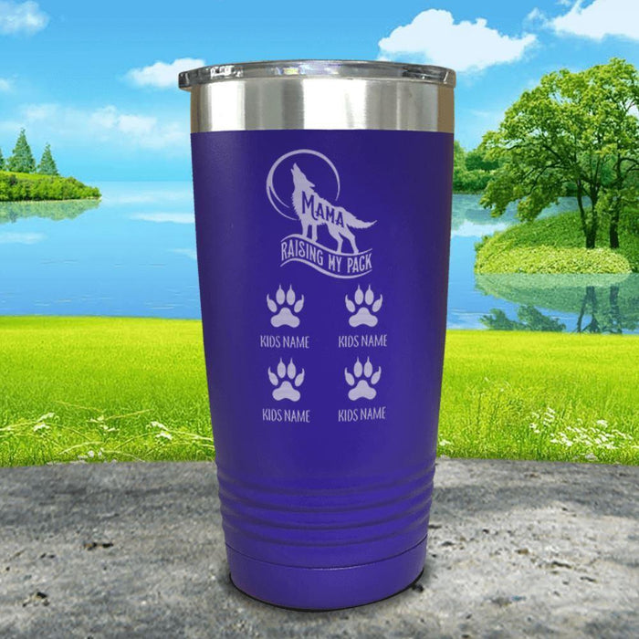 Wolf Mama (CUSTOM) With Child's Name Engraved Tumblers Tumbler ZLAZER 20oz Tumbler Royal Purple 