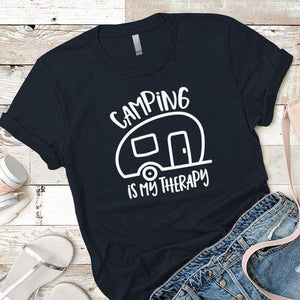 Camping Is My Therapy Premium Tees T-Shirts CustomCat Midnight Navy X-Small 