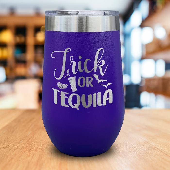 Trick Or Tequila Engraved Wine Tumbler LemonsAreBlue 16oz Wine Tumbler Purple 