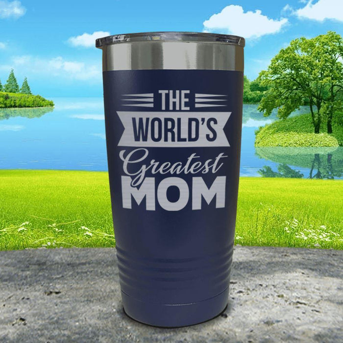 World's Greatest Mom Engraved Tumbler Tumbler ZLAZER 20oz Tumbler Navy 