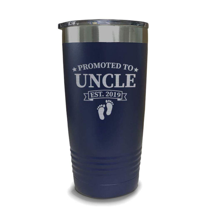 Promoted To Uncle Footprint (CUSTOM) With Date Engraved Tumblers Engraved Tumbler ZLAZER 20oz Tumbler Navy 