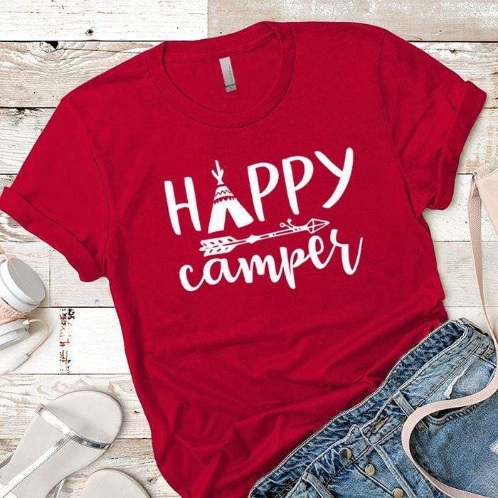 Happy Camper 2 Premium Tees T-Shirts CustomCat Red X-Small 