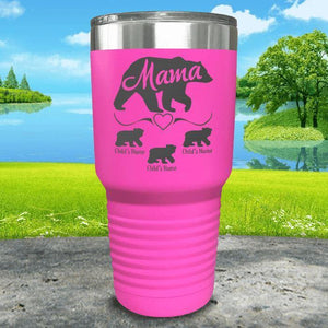 Mama Bear (CUSTOM) With Child's Name Engraved Tumblers Tumbler ZLAZER 30oz Tumbler Pink 