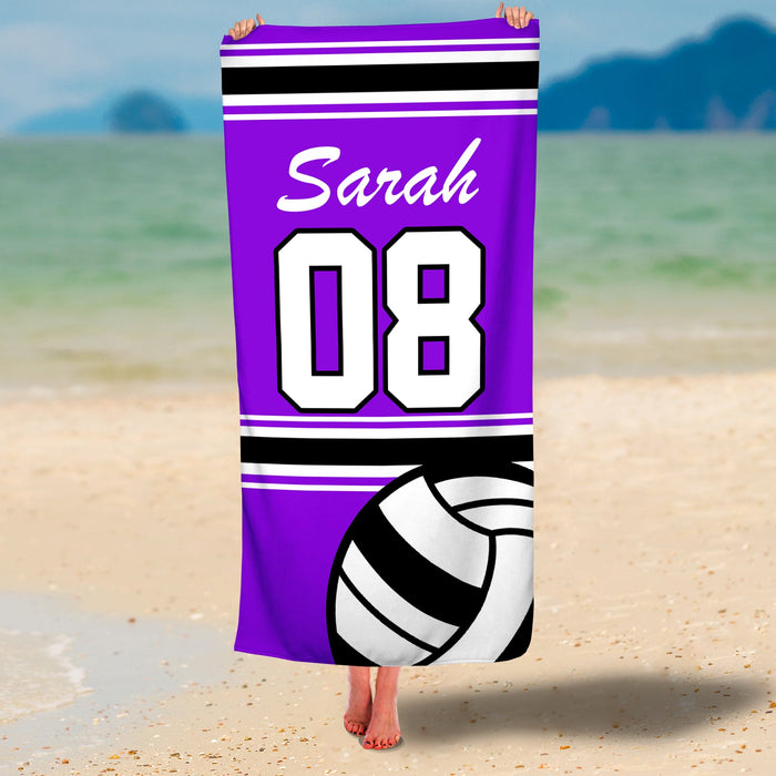 Personalized Volleyball Multicolored Premium Beach/Pool Towel