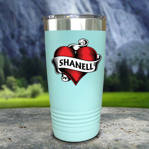 Heart Tattoo Personalized Color Printed Tumblers