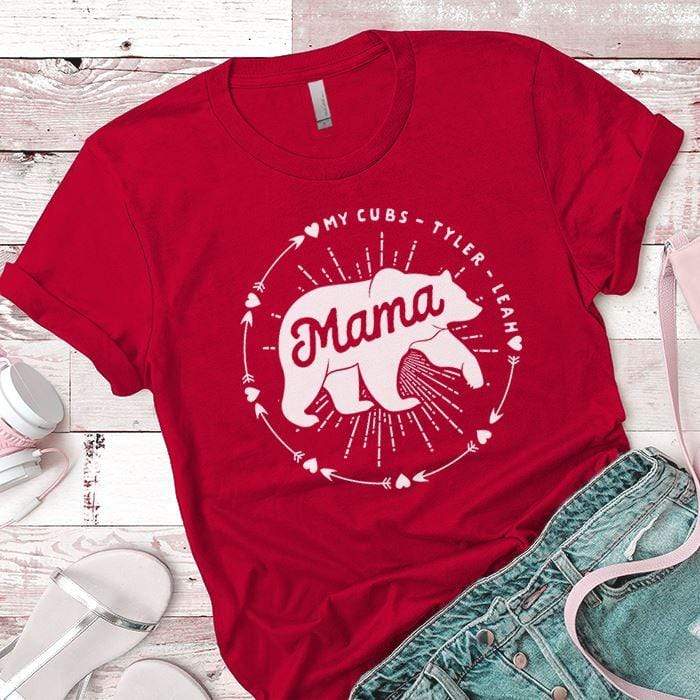 PERSONALIZED Mama Bear Premium Tees T-Shirts CustomCat Red X-Small 