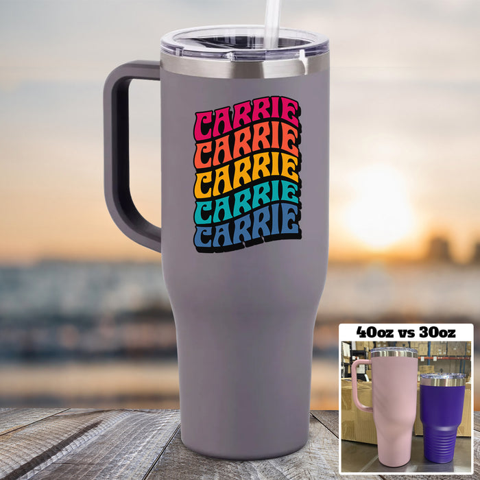 NEW 40oz Retro Style Name Personalized Color Printed Tumbler