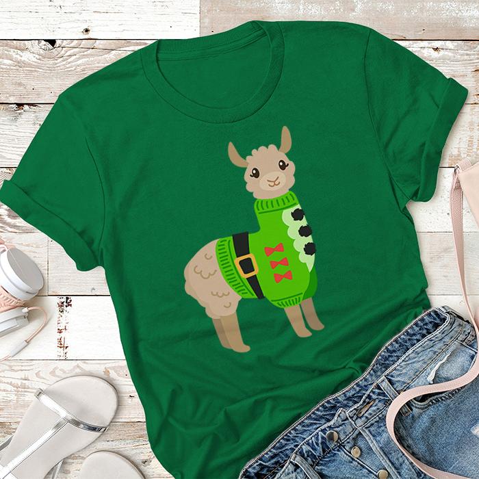 Llama with Ugly Christmas Sweater Premium Tee