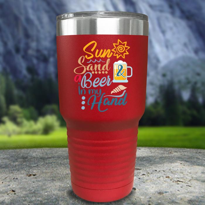 Sun Sand and Beer In My Hand Color Printed Tumblers