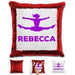 Competitive Cheerleader Personalized Magic Sequin Pillow Pillow GLAM Red Purple 