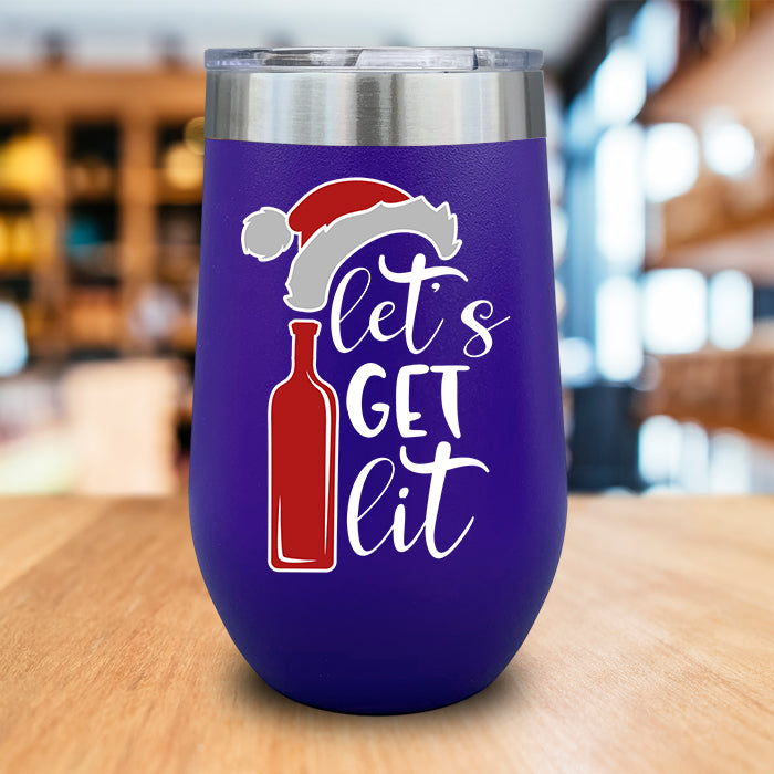 Let's Get Lit Christmas Color Printed Wine Tumbler