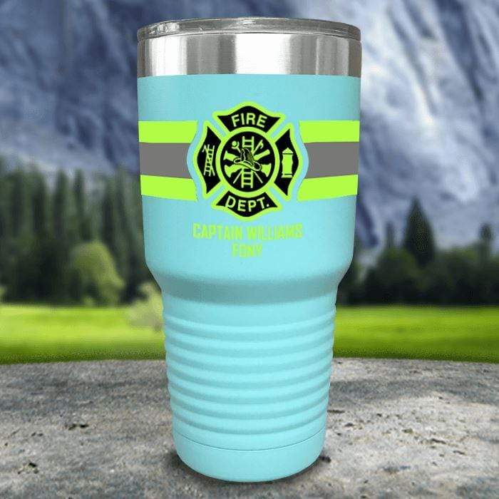 Personalized Firefighter FULL Wrap Color Printed Tumblers Tumbler ZLAZER 30oz Tumbler Mint 