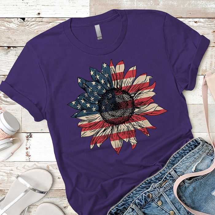 Sunflower American Flag Premium Tee