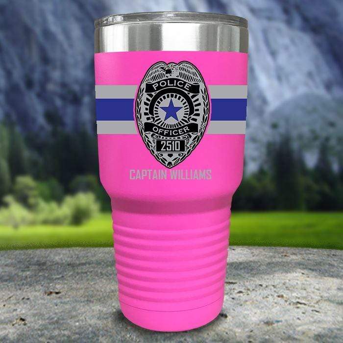 Personalized Police FULL Wrap Color Printed Tumblers Tumbler ZLAZER 30oz Tumbler Pink 