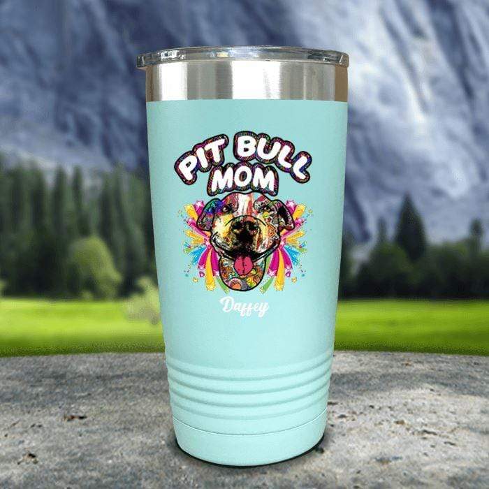 Personalized Pit Bull Mom Color Printed Tumblers Tumbler Nocturnal Coatings 20oz Tumbler Mint 