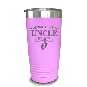 Promoted To Uncle Footprint (CUSTOM) With Date Engraved Tumblers Engraved Tumbler ZLAZER 20oz Tumbler Lavender 