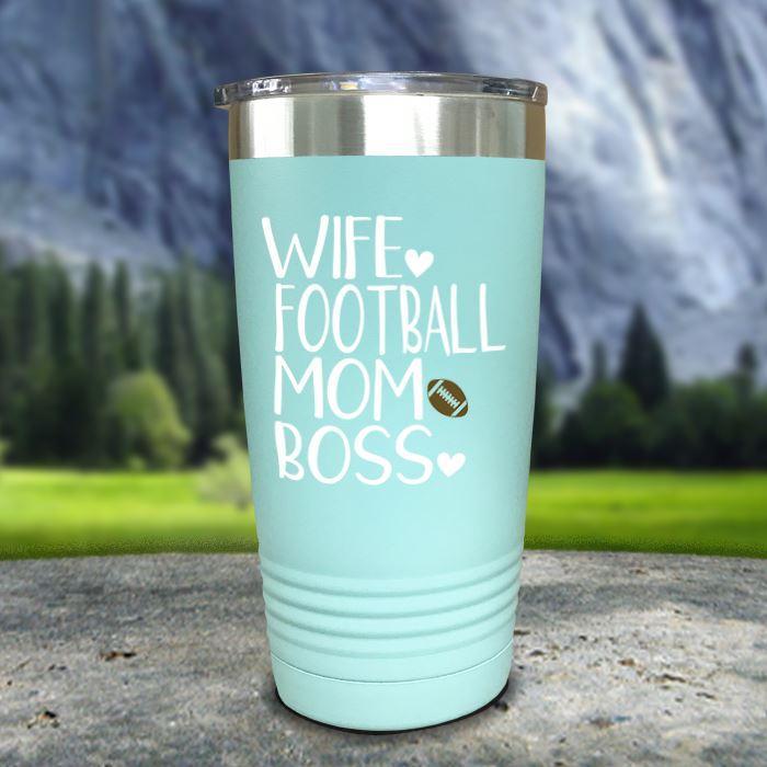 Wife Football Mom Boss Color Printed Tumblers Tumbler Nocturnal Coatings 20oz Tumbler Mint 