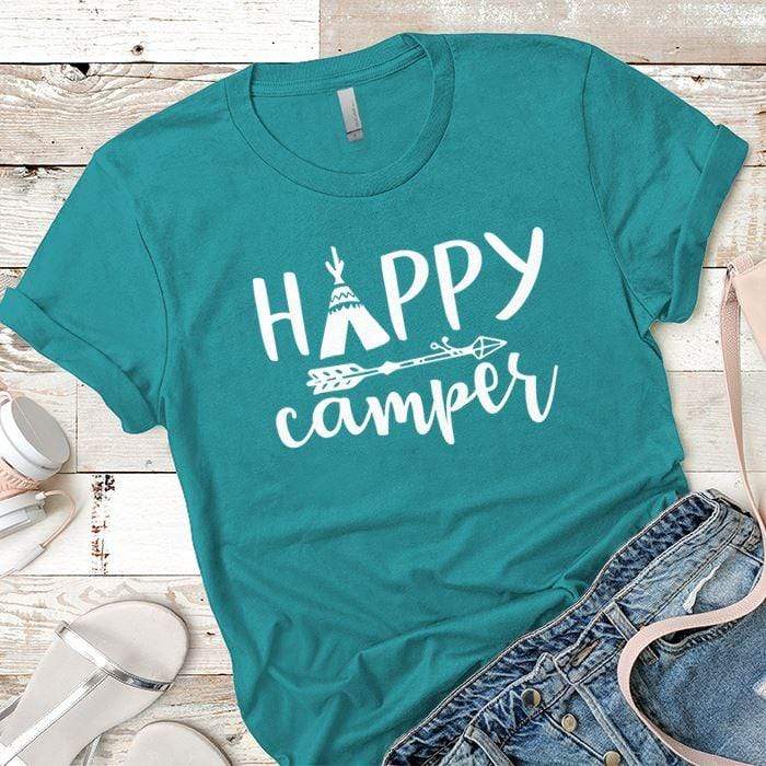 Happy Camper 2 Premium Tees T-Shirts CustomCat Tahiti Blue X-Small 