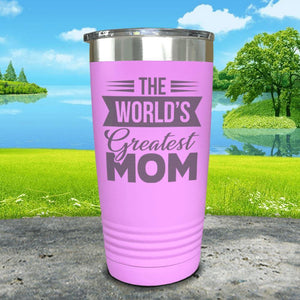 World's Greatest Mom Engraved Tumbler Tumbler ZLAZER 20oz Tumbler Lavender 