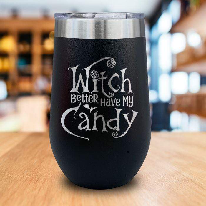 Witch Candy Engraved Wine Tumbler LemonsAreBlue 16oz Wine Tumbler Black 