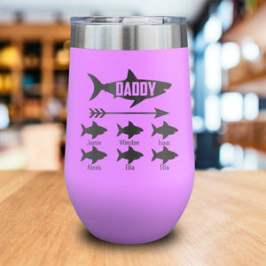 PERSONALIZED Daddy Shark Engraved Wine Tumbler