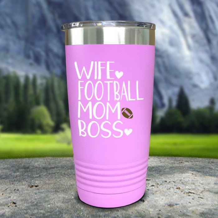 Wife Football Mom Boss Color Printed Tumblers Tumbler Nocturnal Coatings 20oz Tumbler Lavender 