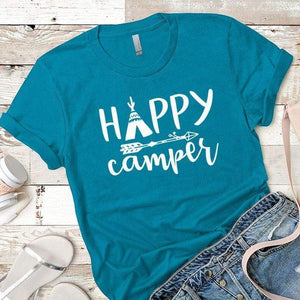 Happy Camper 2 Premium Tees T-Shirts CustomCat Turquoise X-Small 