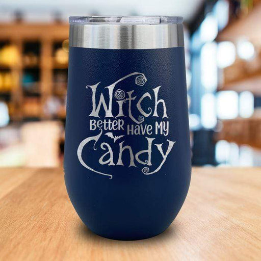 Witch Candy Engraved Wine Tumbler LemonsAreBlue 16oz Wine Tumbler Navy 