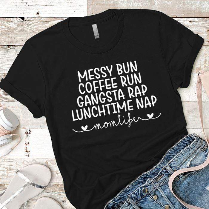 Messy Bun Premium Tees T-Shirts CustomCat Black X-Small 