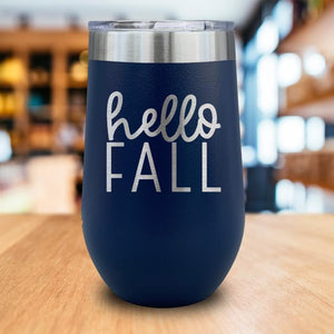 Hello Fall Engraved Wine Tumbler