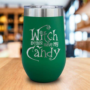 Witch Candy Engraved Wine Tumbler LemonsAreBlue 16oz Wine Tumbler Green 
