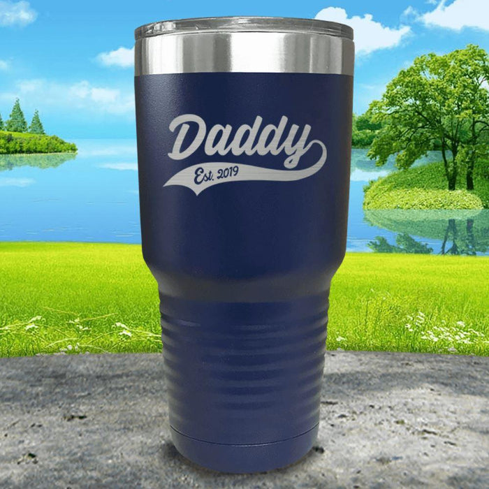 Daddy Est (CUSTOM) Engraved Tumbler Tumbler ZLAZER 30oz Tumbler Navy 