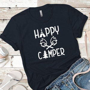 Happy Camper 3 Premium Tees T-Shirts CustomCat Midnight Navy X-Small 