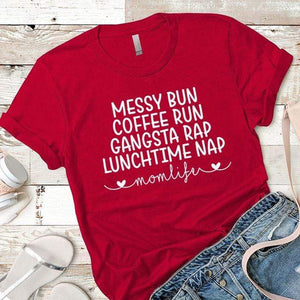 Messy Bun Premium Tees T-Shirts CustomCat Red X-Small 