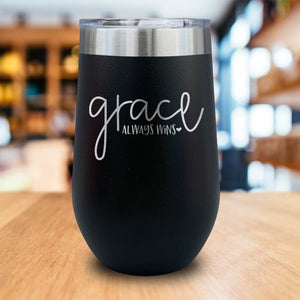 Grace Always Wins Engraved Wine Tumbler