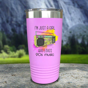 A Girl Who Loves 90s Music Color Printed Tumblers Tumbler Nocturnal Coatings 20oz Tumbler Lavender 