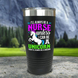Nurse Unicorn Color Printed Tumblers Tumbler Nocturnal Coatings 20oz Tumbler Black 