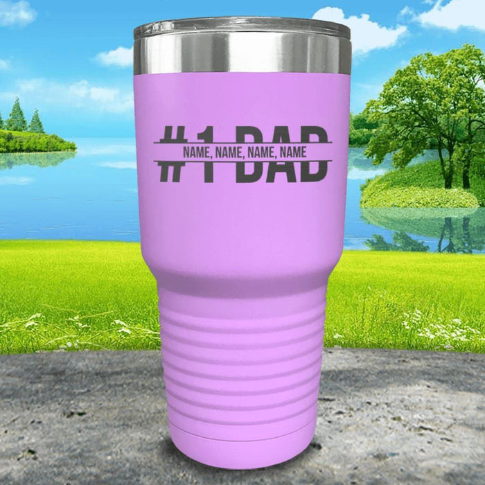 #1 Dad (CUSTOM) With Child's Name Engraved Tumbler Tumbler ZLAZER 30oz Tumbler Lavender 