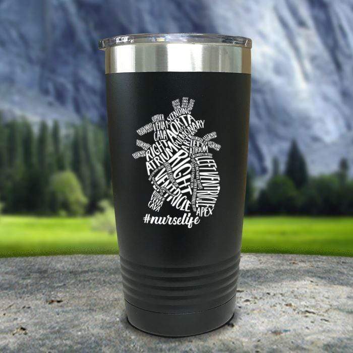 Nurse Descriptive Heart Color Printed Tumblers Tumbler ZLAZER 20oz Tumbler Black 