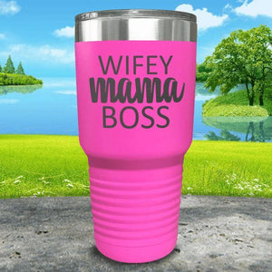 Wifey Mama Boss Engraved Tumblers Tumbler ZLAZER 30oz Tumbler Pink 