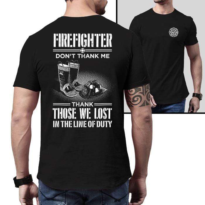 Firefighter Thank Our Fallen Heroes Premium Tee T-Shirts CustomCat Black X-Small 