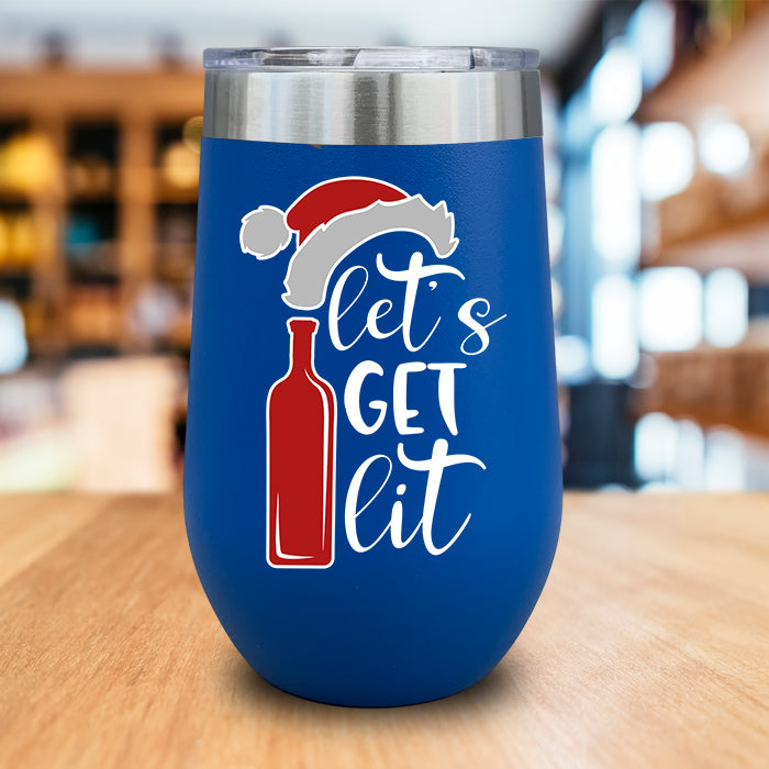 Let's Get Lit Christmas Color Printed Wine Tumbler