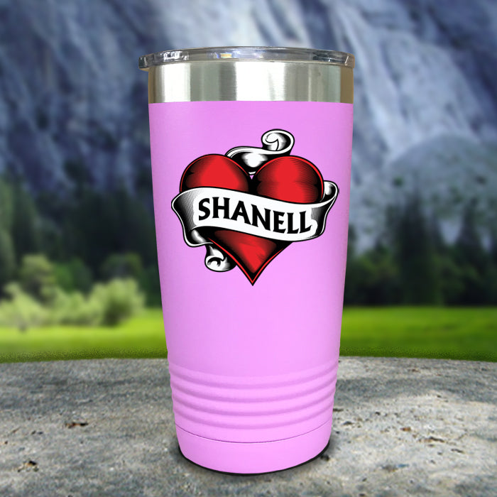 Heart Tattoo Personalized Color Printed Tumblers