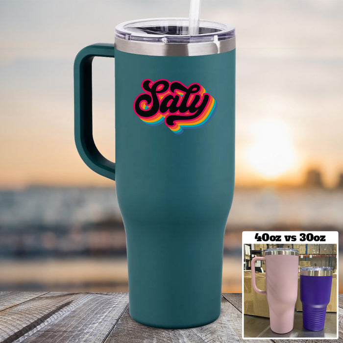 Personalized Name 40 oz Tumbler With Handle Color Printed Multiple Colors