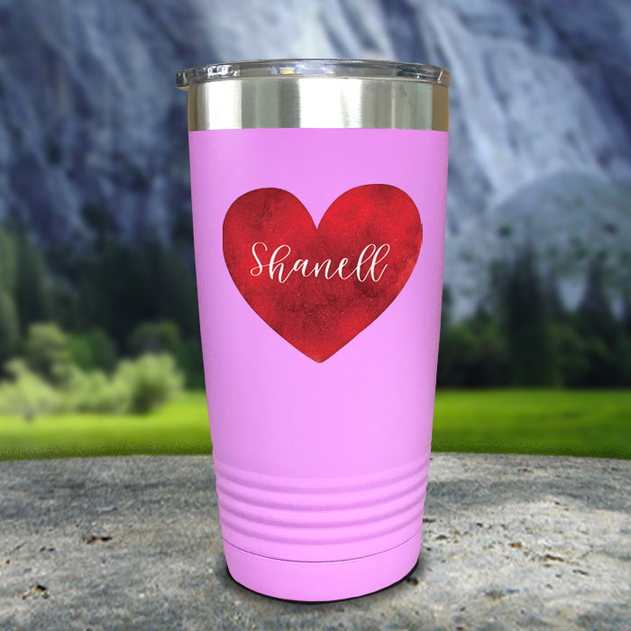 Heart Watercolor Personalized Color Printed Tumblers