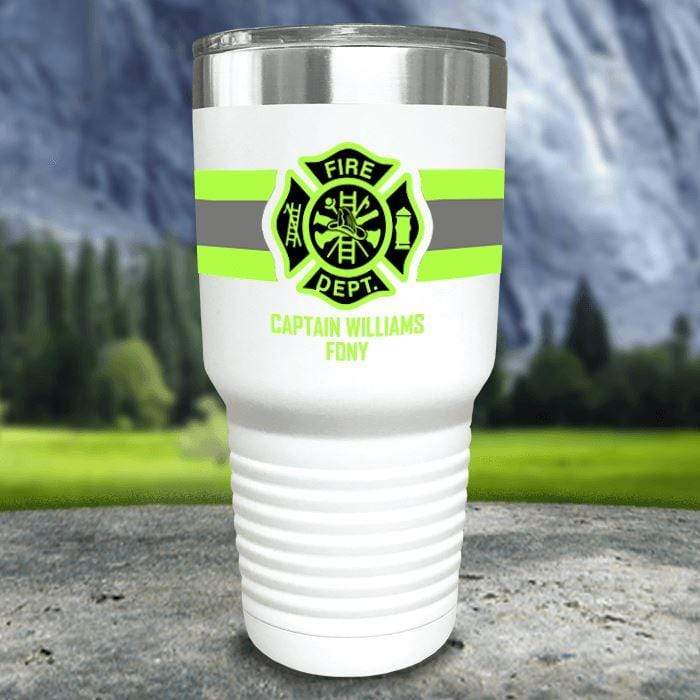 Personalized Firefighter FULL Wrap Color Printed Tumblers Tumbler ZLAZER 30oz Tumbler White 