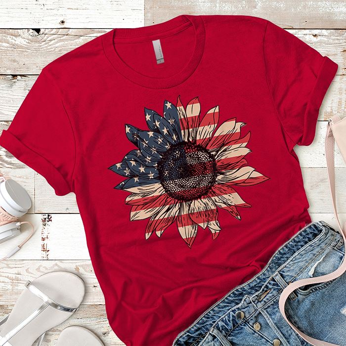 Sunflower American Flag Premium Tee